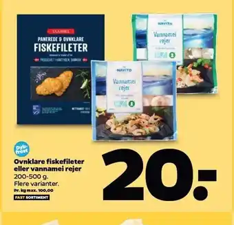 Netto Ovnklare fiskefileter el. vannamei rejer tilbud