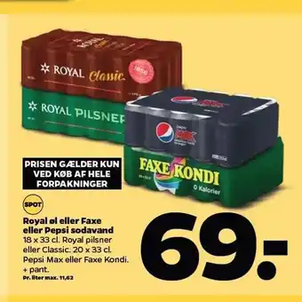 Netto Royal øl eller faxe eller pepsi tilbud