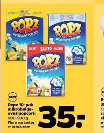 Netto Popz 10-pak mikrobølgeovns popcorn tilbud