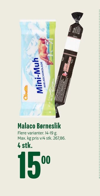 Min Købmand Malaco børneslik tilbud