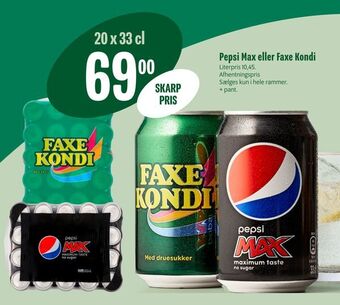 Min Købmand Pepsi max eller faxe kondi tilbud