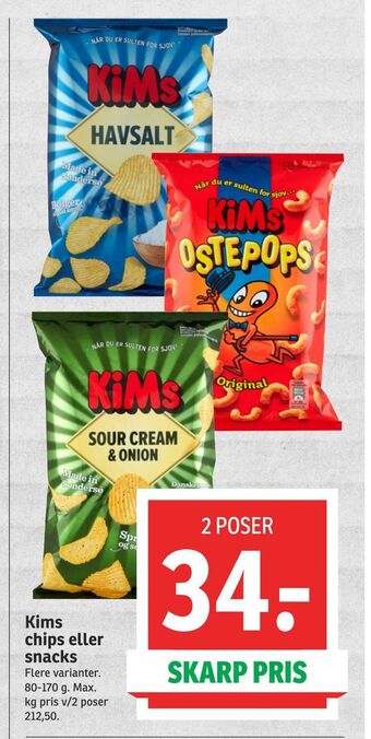 SPAR Kims chips eller snacks tilbud