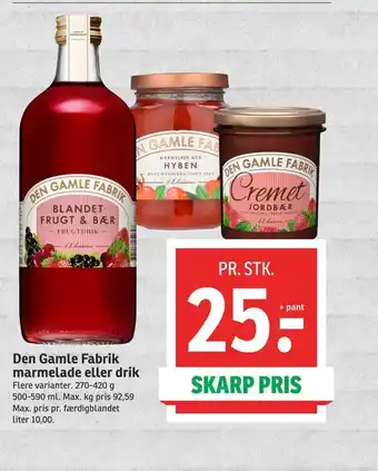 SPAR Den gamle fabrik marmelade eller drik tilbud