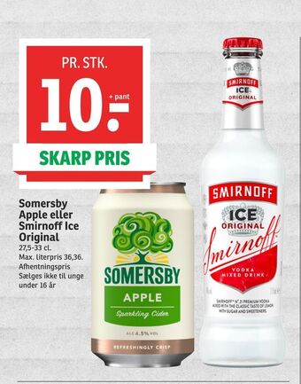 SPAR Somersby apple eller smirnoff ice original tilbud