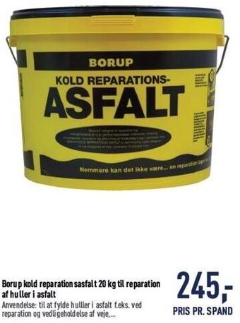 Johannes Fog Borup kold reparationsasfalt tilbud