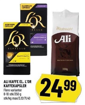 Ali kaffe el. l'or kaffekapsler