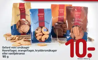 REMA 1000 Oxford mini småkager havreflager, orangeflager, kryddersmåkager el. vaniljekranse tilbud