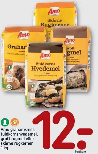 Amo grahamsmel, fuldkornshvedemel, groft rugmel el. skårne rugkerner