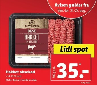 Lidl Hakket oksekød tilbud