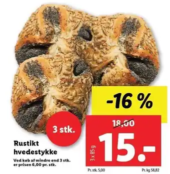 Lidl Rustikt hvedestykke 3 stk. tilbud
