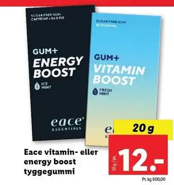 Lidl Eace vitamin- el. energy boost tyggegummi tilbud