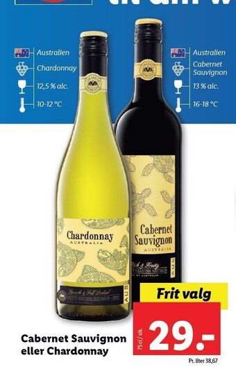 Lidl Cabernet sauvignon el. chardonnay tilbud
