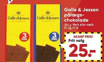 Bilka Galle & Jessen Pålægschokolade tilbud