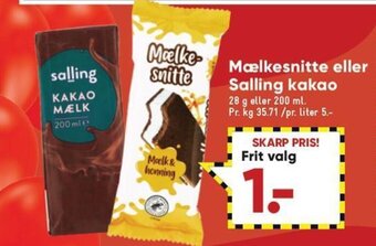 Bilka Mælkesnitte eller Salling kakao tilbud