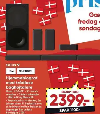Bilka Sony Hjemmebiograf med trådløse baghøjtalere tilbud