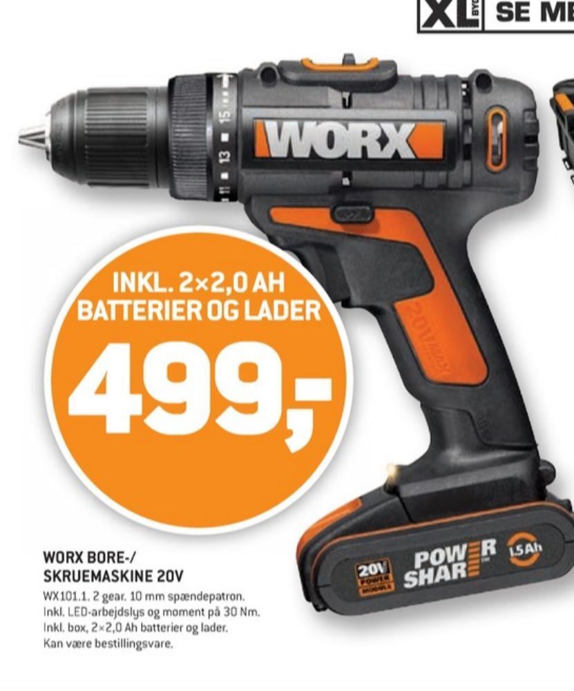 Worx professional bore og skruemaskine tilbud hos XLBYG