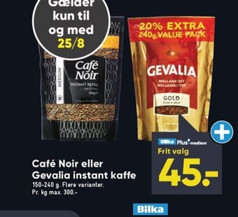 Bilka Café Noir eller Gevalia instant kaffe tilbud
