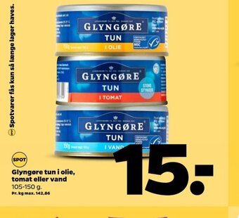 Netto Glyngøre Tun i Olie Tomat Eller Vand tilbud