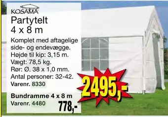 Harald Nyborg Partytelt 4 x 8 m tilbud