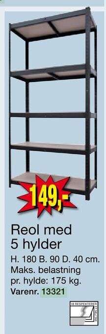 Harald Nyborg Reol med 5 hylder tilbud
