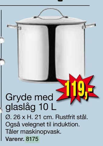 Harald Nyborg Gryde med glaslåg 10 l tilbud