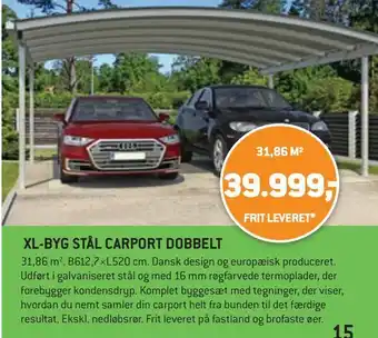 XL-BYG Xl-byg stål carport dobbelt tilbud