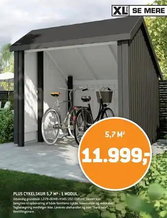 XL-BYG Plus cykelskur 5,7 m2 - 1 modul tilbud