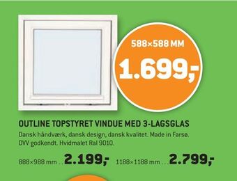 XL-BYG Outline topstyret vindue med 3-lagsglas tilbud