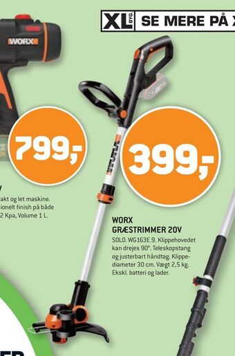 XL-BYG Worx græstrimmer 20v tilbud