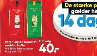 Bilka Peter Larsen formalet arabica kaffe tilbud