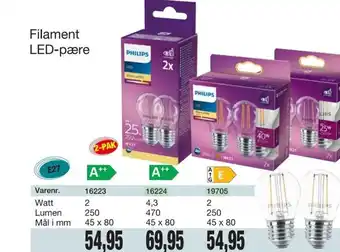 Harald Nyborg Philips Filament LED-Pære tilbud
