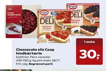 Kvickly Cheesecake elle Coop hindbærtærte tilbud