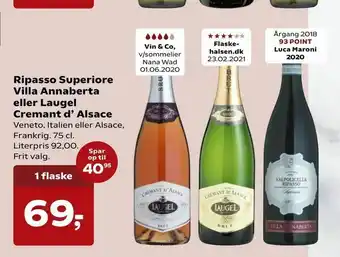 Kvickly Ripasso Superiore Villa Annaberta eller Laugel Cremant d' Alsace tilbud