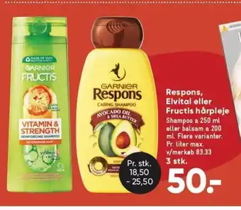 Bilka Respons, Elvital eller Fructis hårpleje tilbud