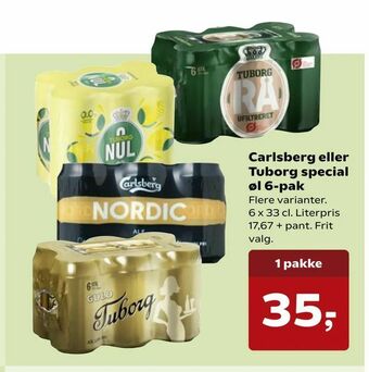 Kvickly Carlsberg eller Tuborg special øl 6-pak tilbud