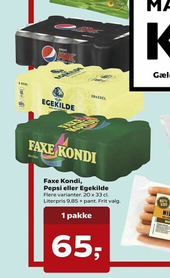 Kvickly Faxe Kondi, Pepsi eller Egekilde tilbud