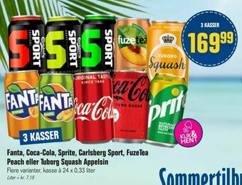 Otto Duborg Fanta, Coca-Cola, Sprite, Carlsberg Sport, FuzeTea Peach eller Tuborg Squash Appelsin tilbud