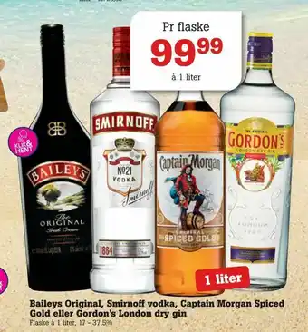 Poetzsch Padborg Baileys Original, Smirnoff vodka, Captain Morgan Spiced Gold eller Gordon's London dry gin tilbud