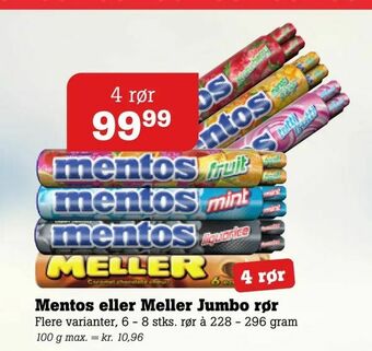 Mentos eller Meller Jumbo rør
