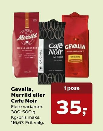 SuperBrugsen Gevalia, Merrild eller Cafe Noir tilbud