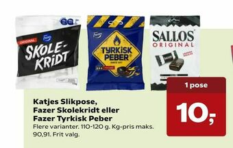 SuperBrugsen Katjes Slikpose, Fazer Skolekridt eller Fazer Tyrkisk Peber tilbud