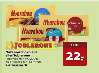 SuperBrugsen Marabou chokolade eller Toblerone tilbud