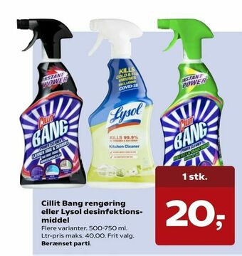 SuperBrugsen Cillit Bang rengøring eller Lysol desinfektionsmiddel tilbud