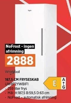 Power 187,5 cm fryseskab tilbud