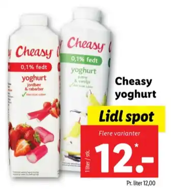 Lidl Cheasy yoghurt jordbær & rababer tilbud