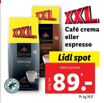 Lidl Cafe crema kaffebønner - hele tilbud