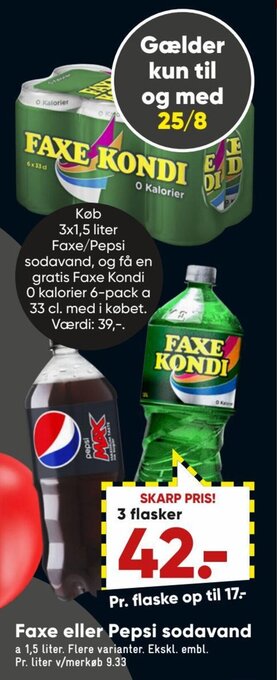 Bilka Faxe eller pepsi sodavand tilbud