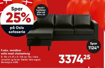 Bilka Sofa Med Chaiselong tilbud