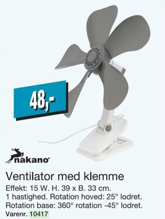 Ventilator med Klemme