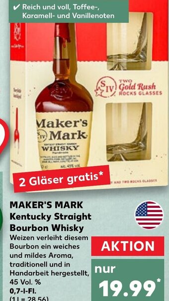 Kaufland Maker's Mark Kentucky Straight Bourbon Whisky tilbud